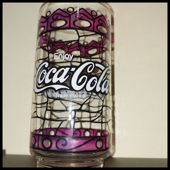 Vintage Coca Cola Stained Glass Style Drinking Glass - Picture 2 of 6